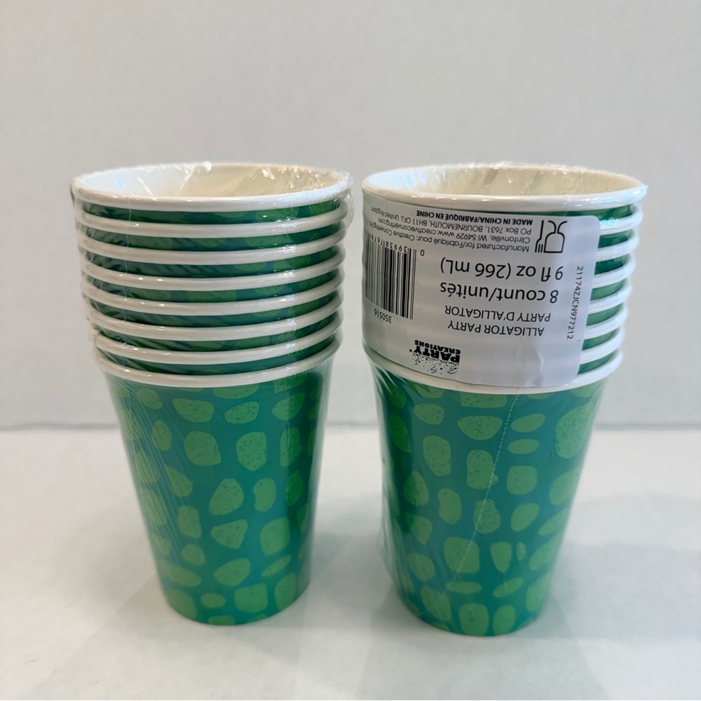 Alligator Party 9oz Hot/Cold Paper Cups 8-Pack Party Creations Decorations Qty 2